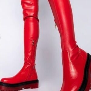 Azalea Wang Euro Thigh High Red Boots